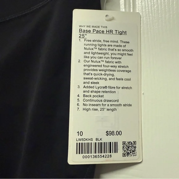 Lululemon| NWT Base Pace High Rise 25” Black Leggings in Women’s Size 10 - Picture 5 of 9